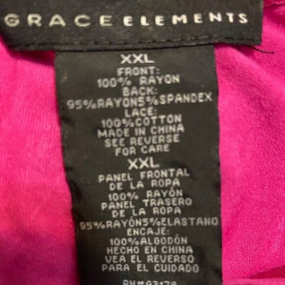 Grace Elements Pink Lace front peep hole back top, size XXL - Picture 4 of 4